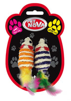PET NOVA Παιχνίδι από σχοινί Sisal - Ποντίκι 7x3cm (σετ 2 τεμ)