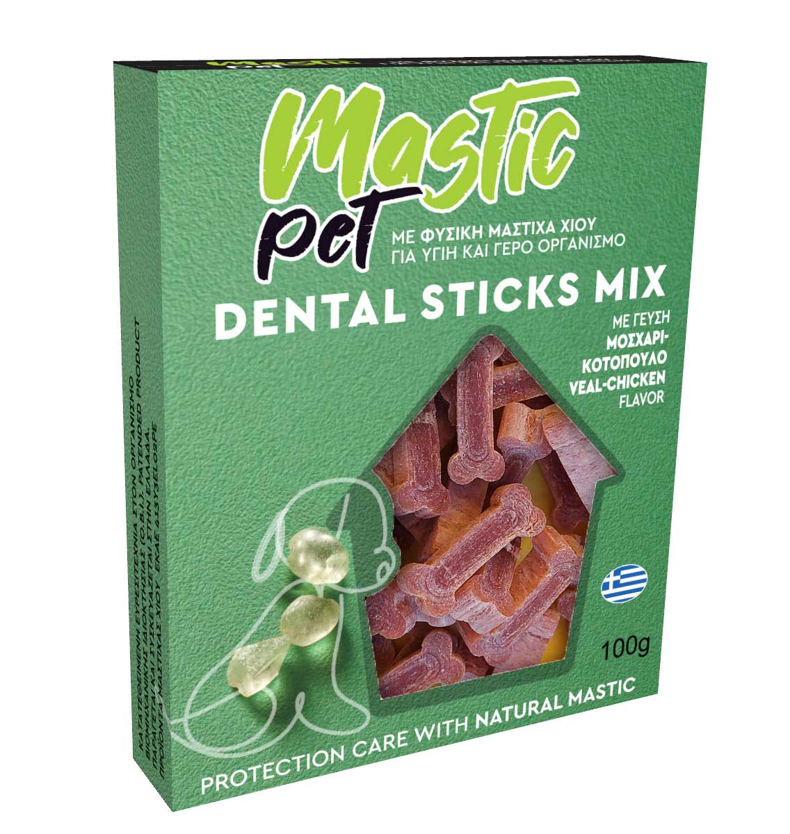 Mastic Pet Mini Dental Sticks με Μαστίχα Χίου - Mix Κοτόπουλο & Μοσχάρι 85gr