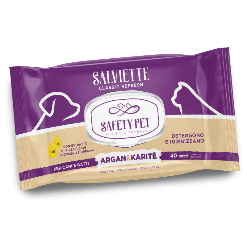 Safety Pet Μαντηλακια Καθαρισμου - Argan & Karite 40Τμχ