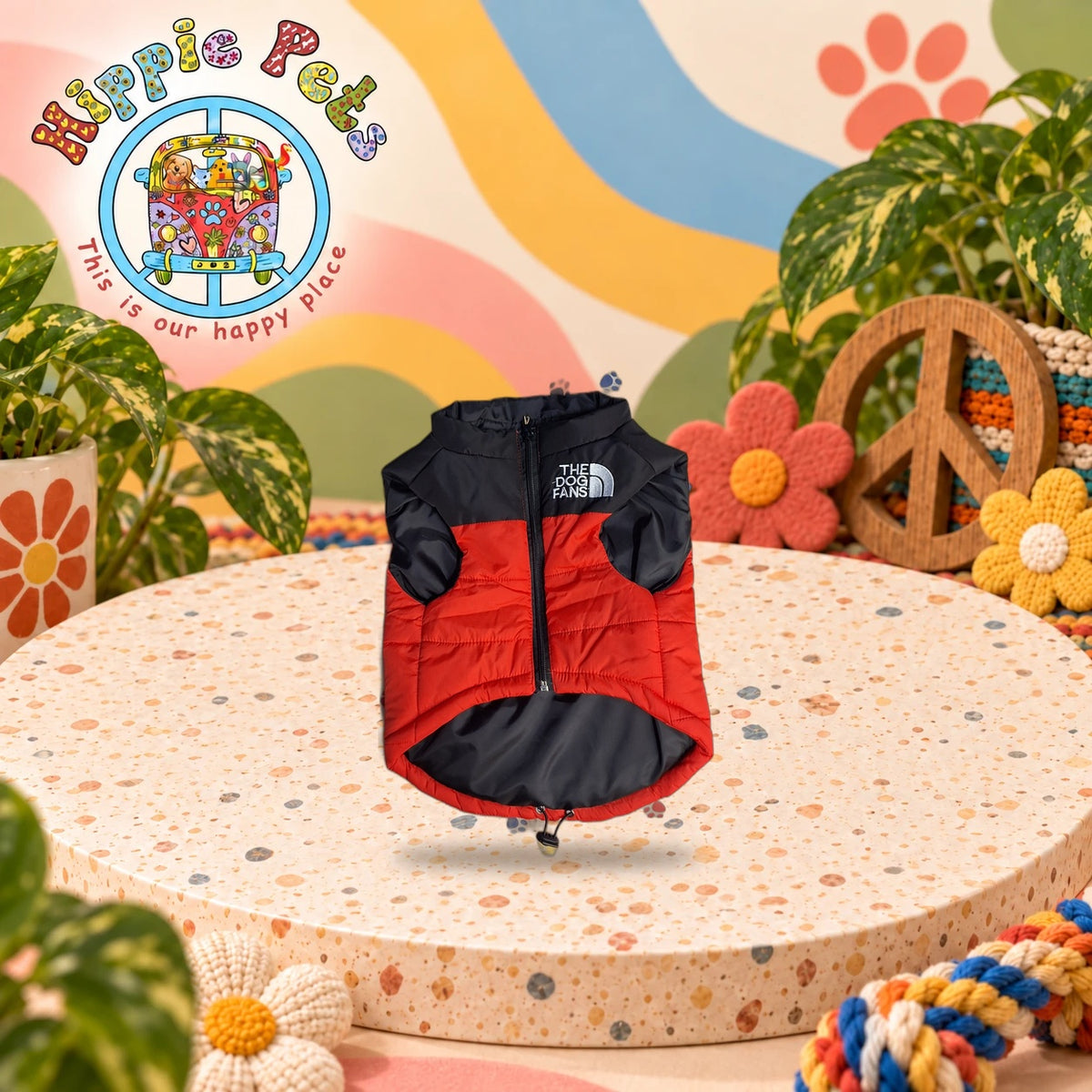 PAW CARE Αμάνικο Αντιανεμικό Μπουφάν Dog Fans - XL 40cm - Κόκκινο