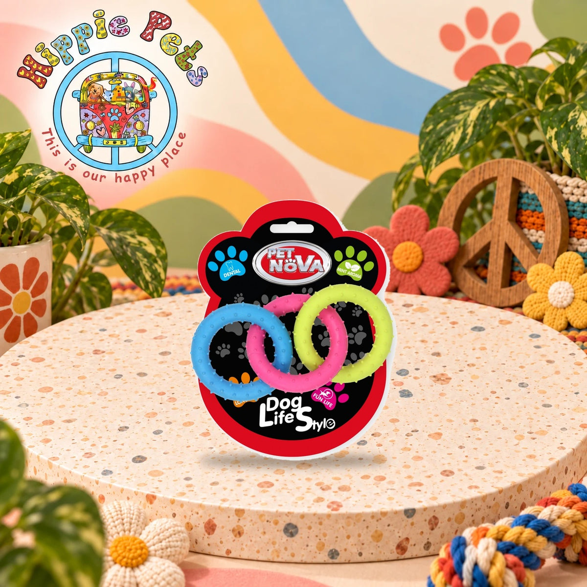 PET NOVA Μασητικό Παιχνίδι TPR - Rings με άρωμα μέντας 18.5cm