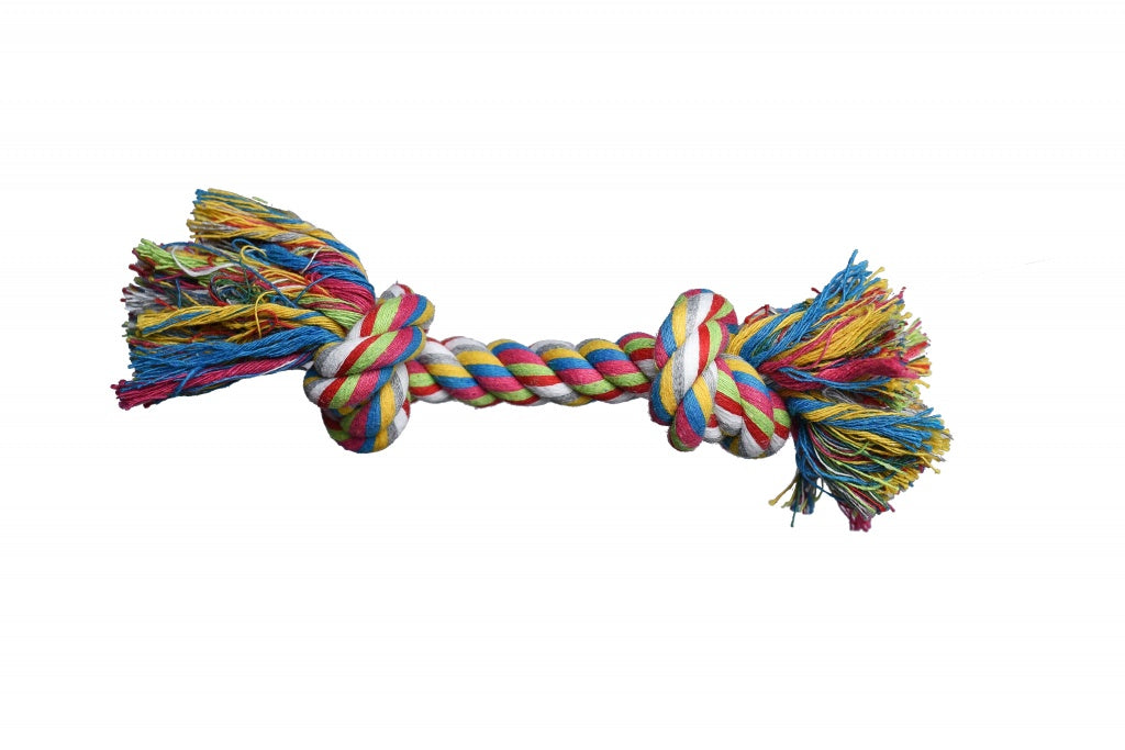 PET NOVA Πολύχρωμο Παιχνίδι Σχοινί με δύο Κόμπους 17cm